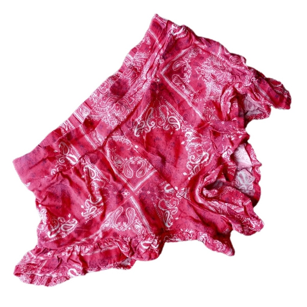 KANDY KISS Pink & White Paisley Print Frill Shorts
